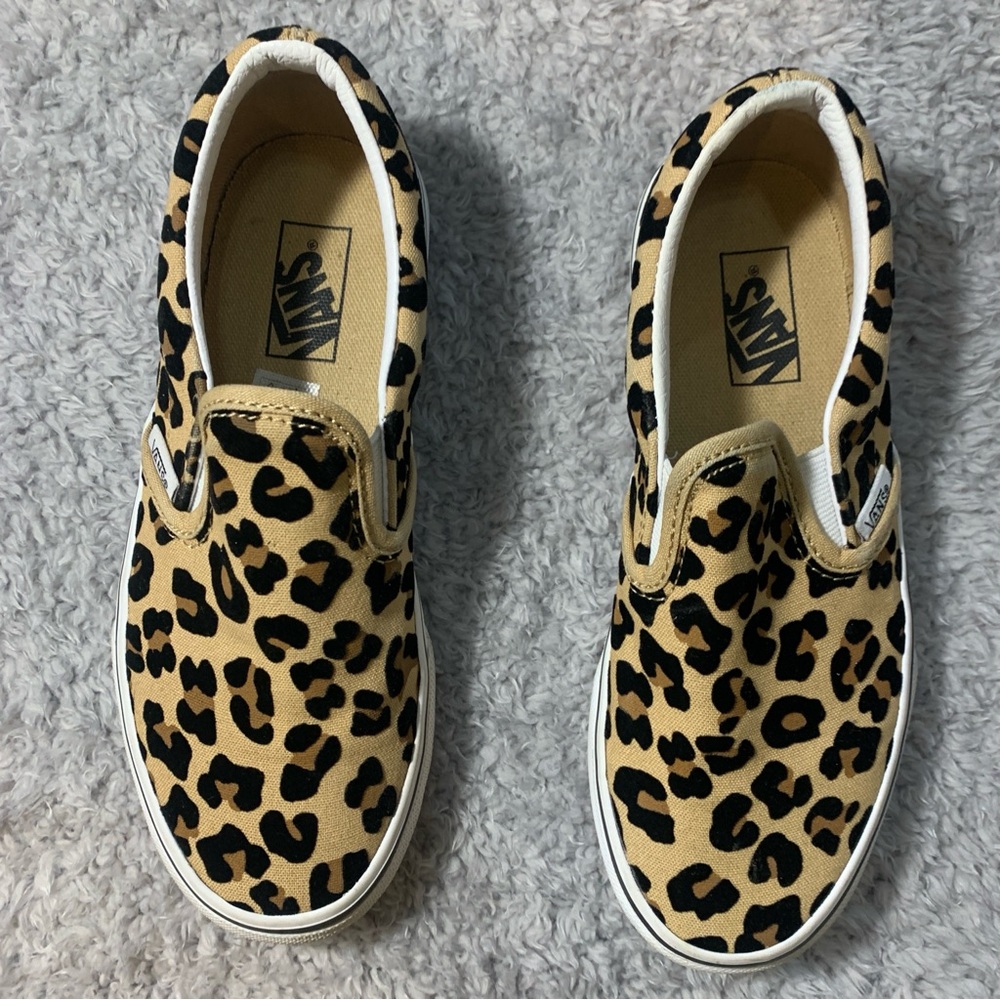 Vans Kids Tan and Black Leopard Sneakers